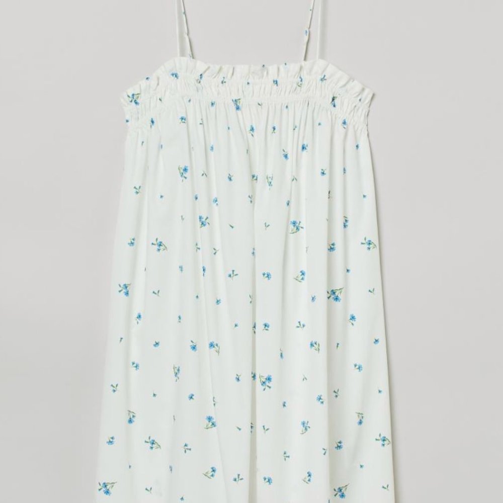 NWT | H&M Cotton Summer Dress | White & Blue Floral
